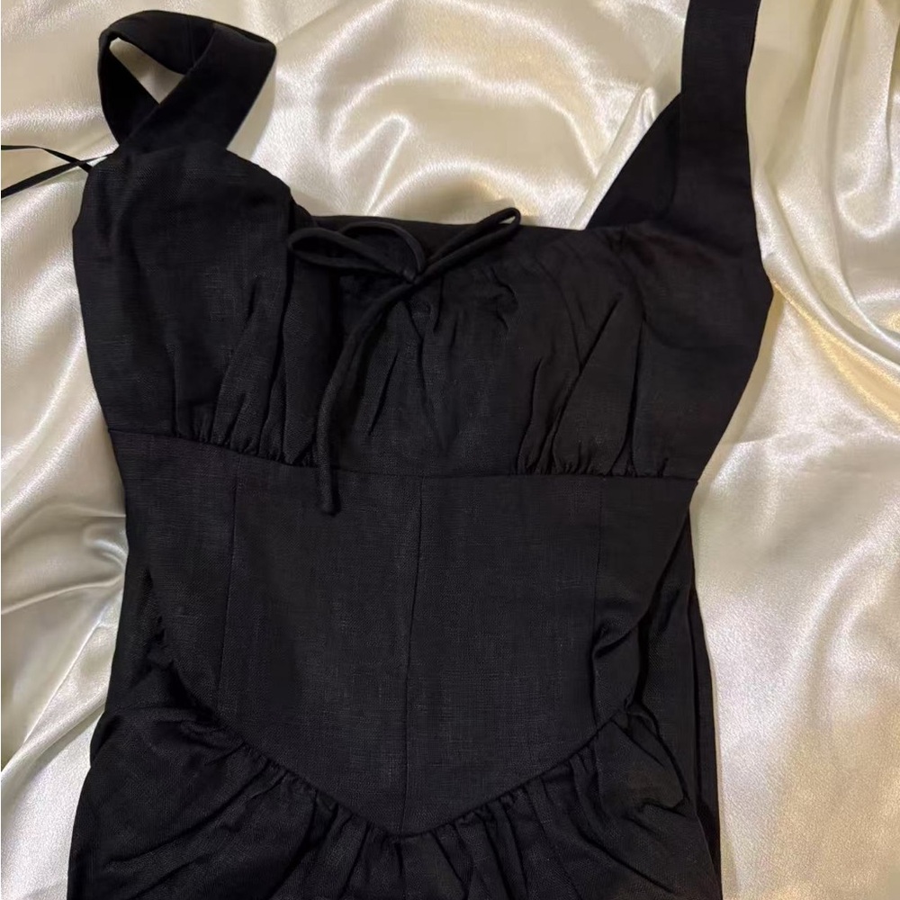 Reformation Balia Linen Dress in Black *NEW* - Picture 5 of 7